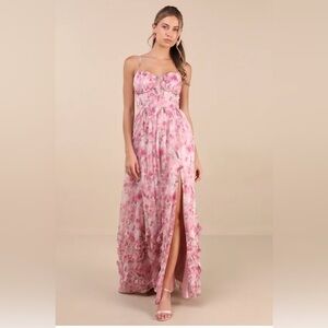 Lulu's Blush and Rose Floral Maxi Dress